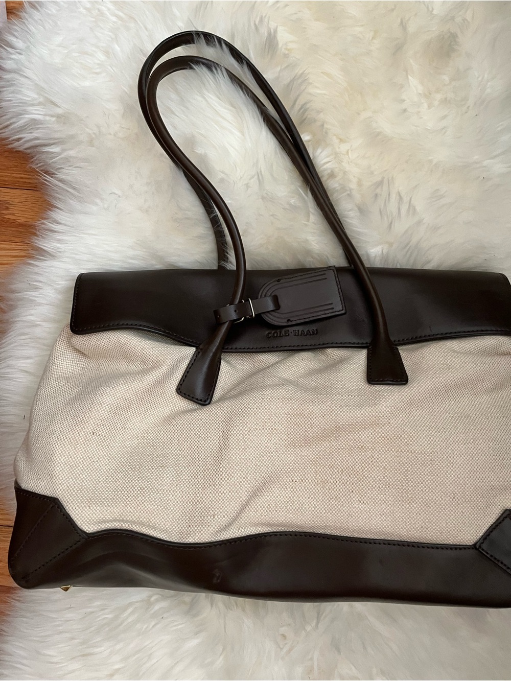 Cole Haan Canvas and Leather Double Handled Satchel Bag